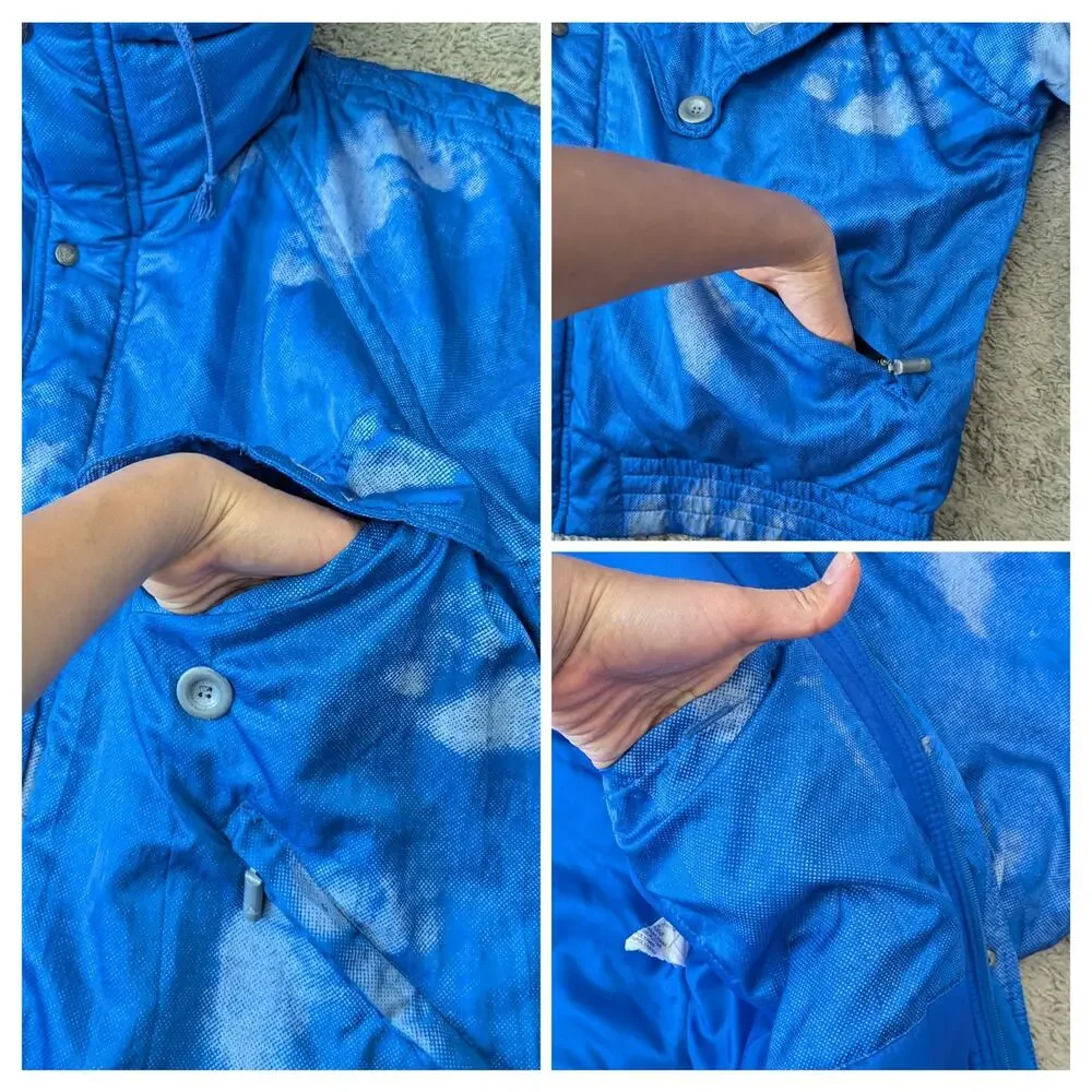 VTG LUHTA Ski Jacket Mens US40 Blue Bear Paw Print Streetwear Retro Snowboarding